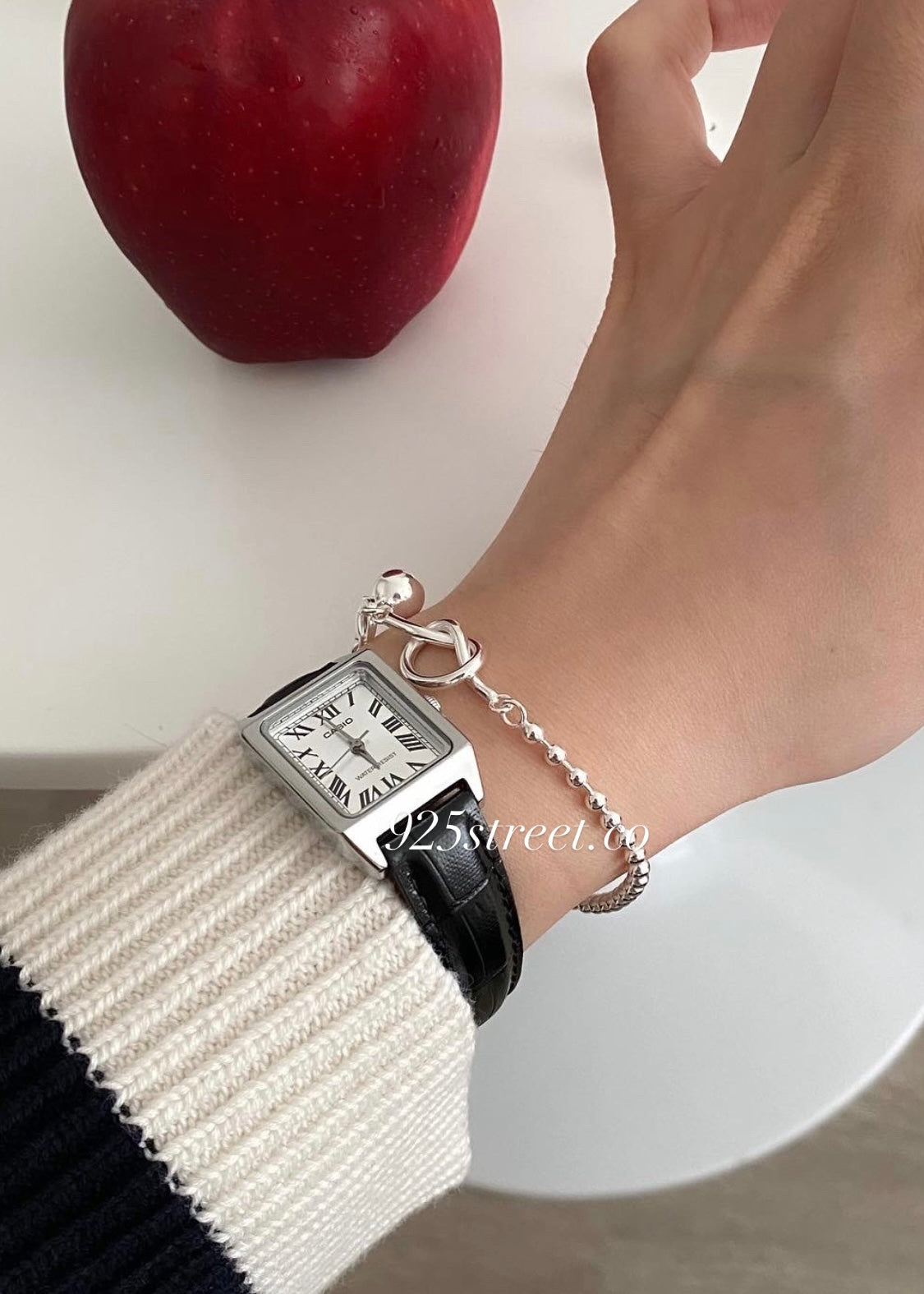 Casio Vintage Roman Numeral Dial Black Leather Strap Watch