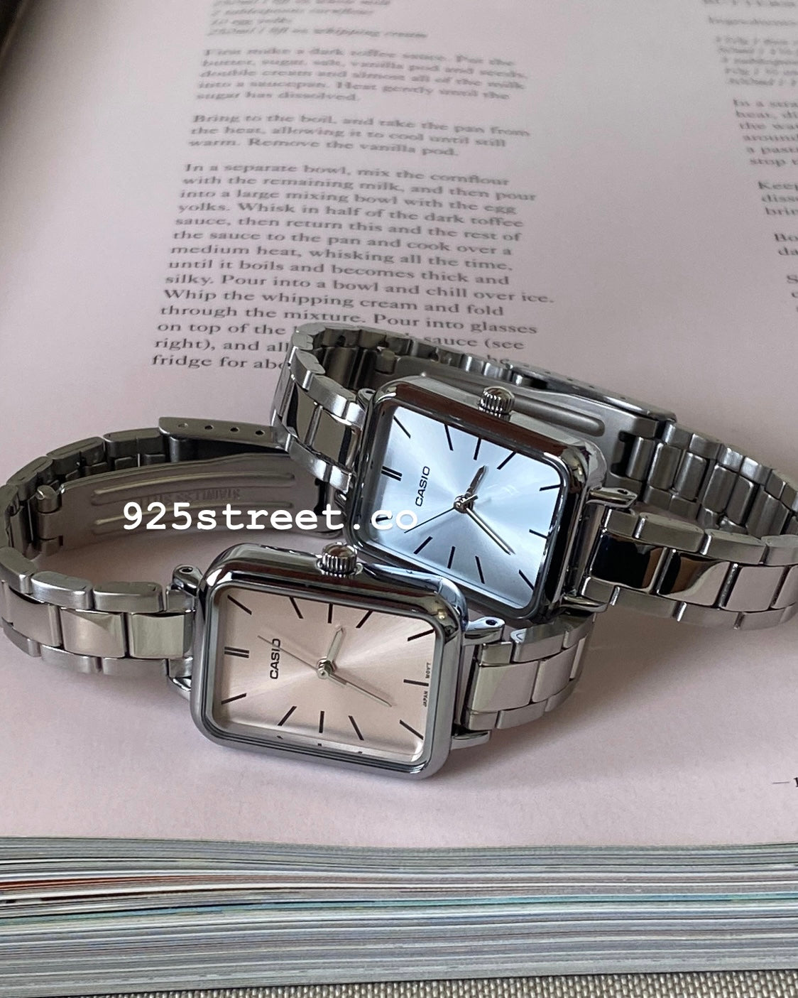 Stainless steel bracelet close-up Casio vintage watch