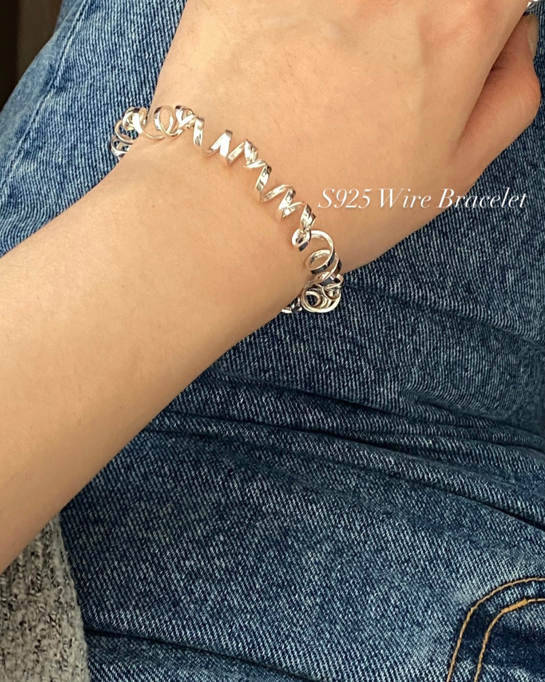 Sterling Silver Twisted Ribbon Wire Bracelet ｜925Street