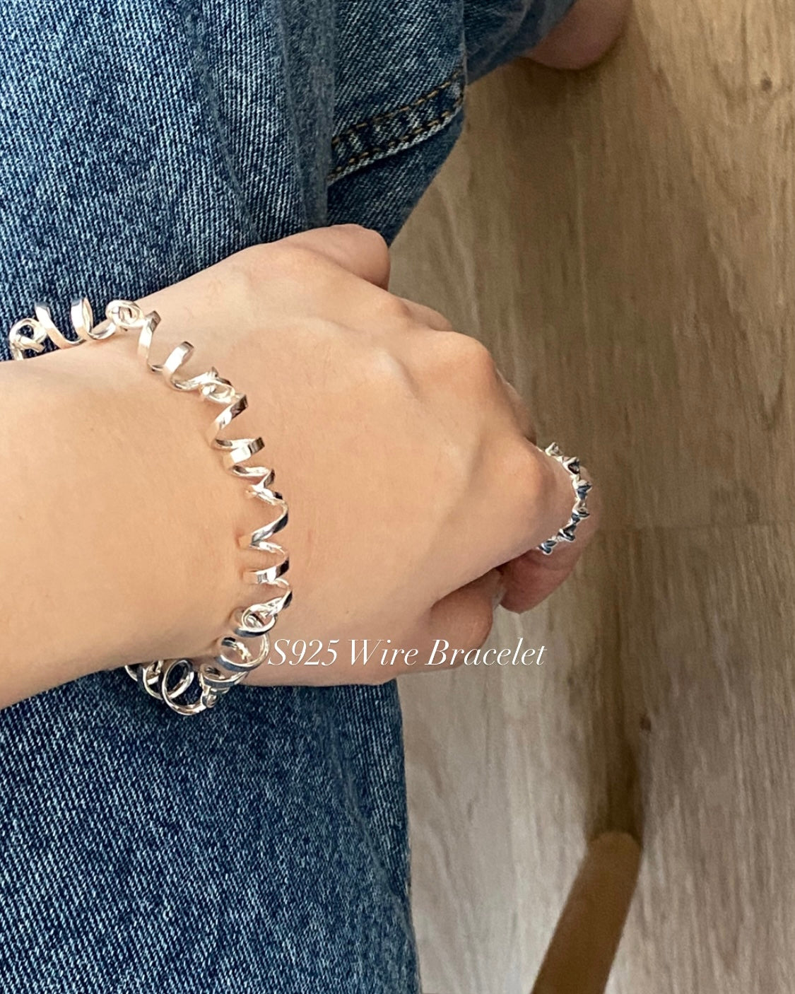 Sterling Silver Twisted Ribbon Wire Bracelet ｜925Street
