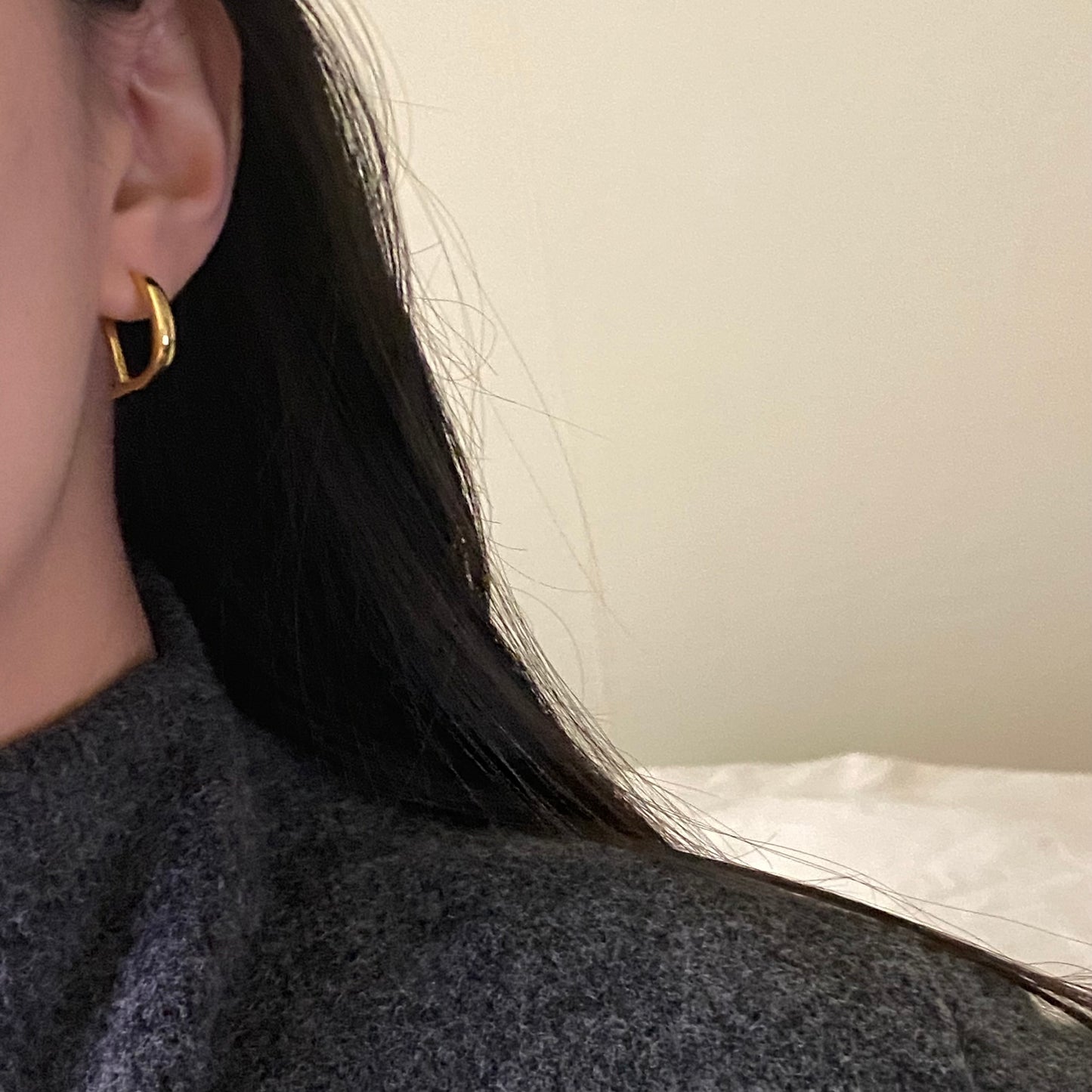 [silver925] D hoop Earrings