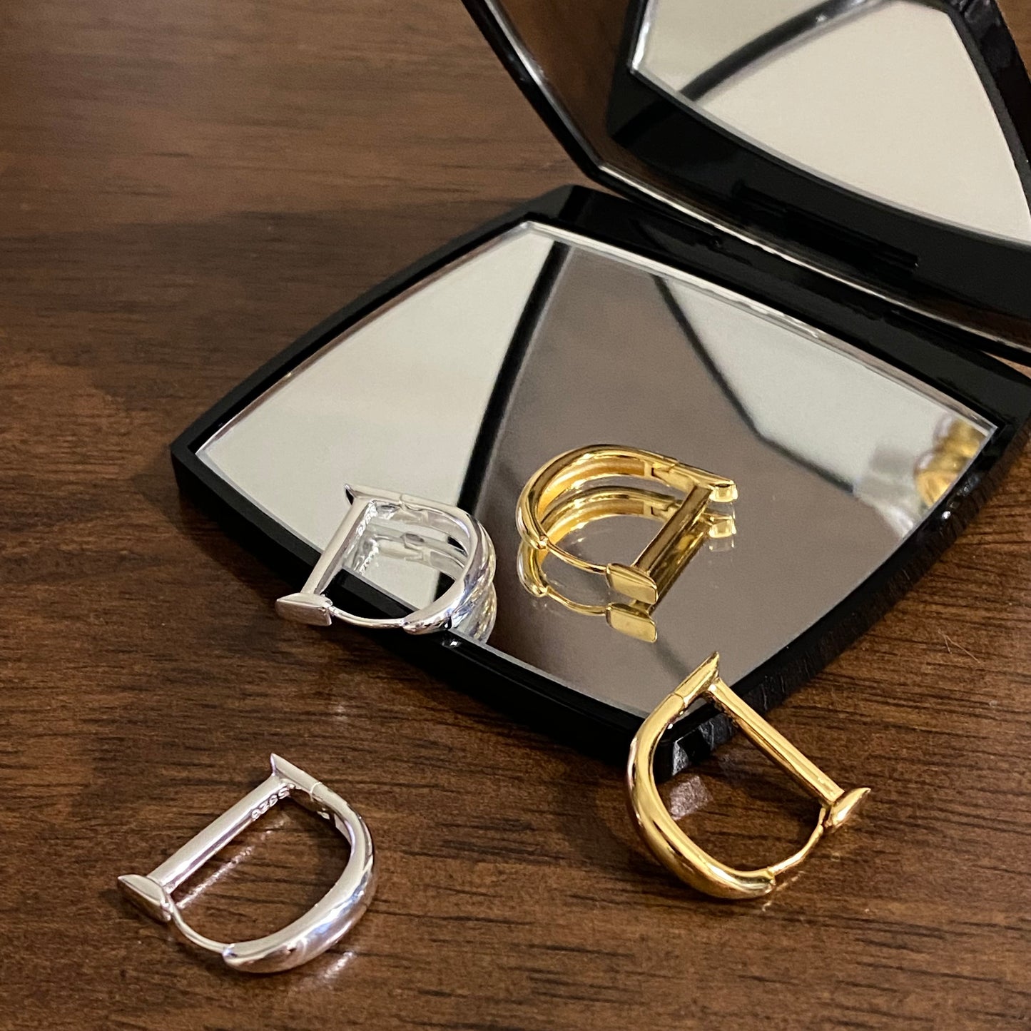 [silver925] D hoop Earrings