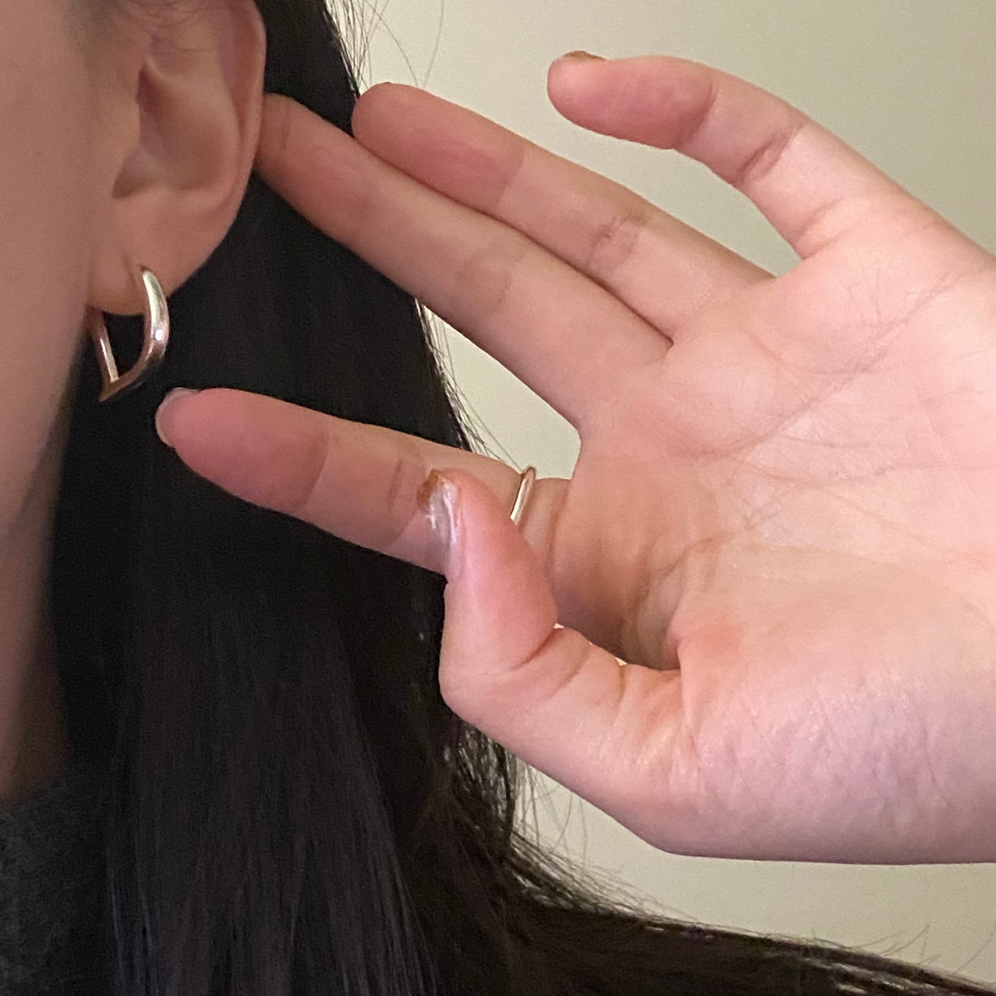 [silver925] D hoop Earrings