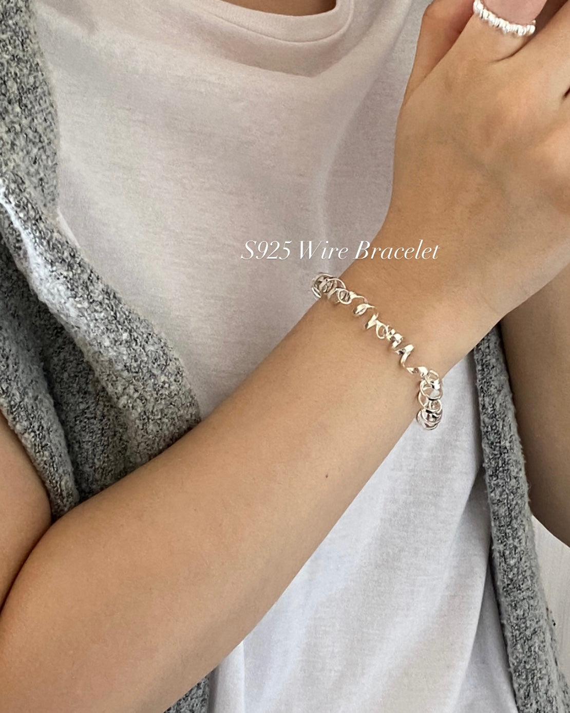 Sterling Silver Twisted Ribbon Wire Bracelet ｜925Street