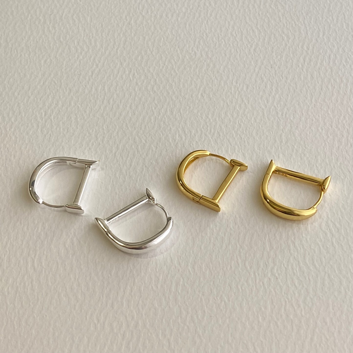 [silver925] D hoop Earrings