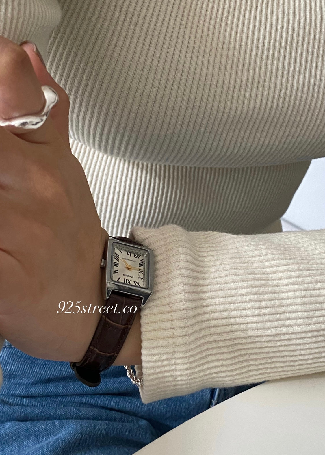 Casio Vintage Roman Numeral Dial Brown Leather Strap Watch