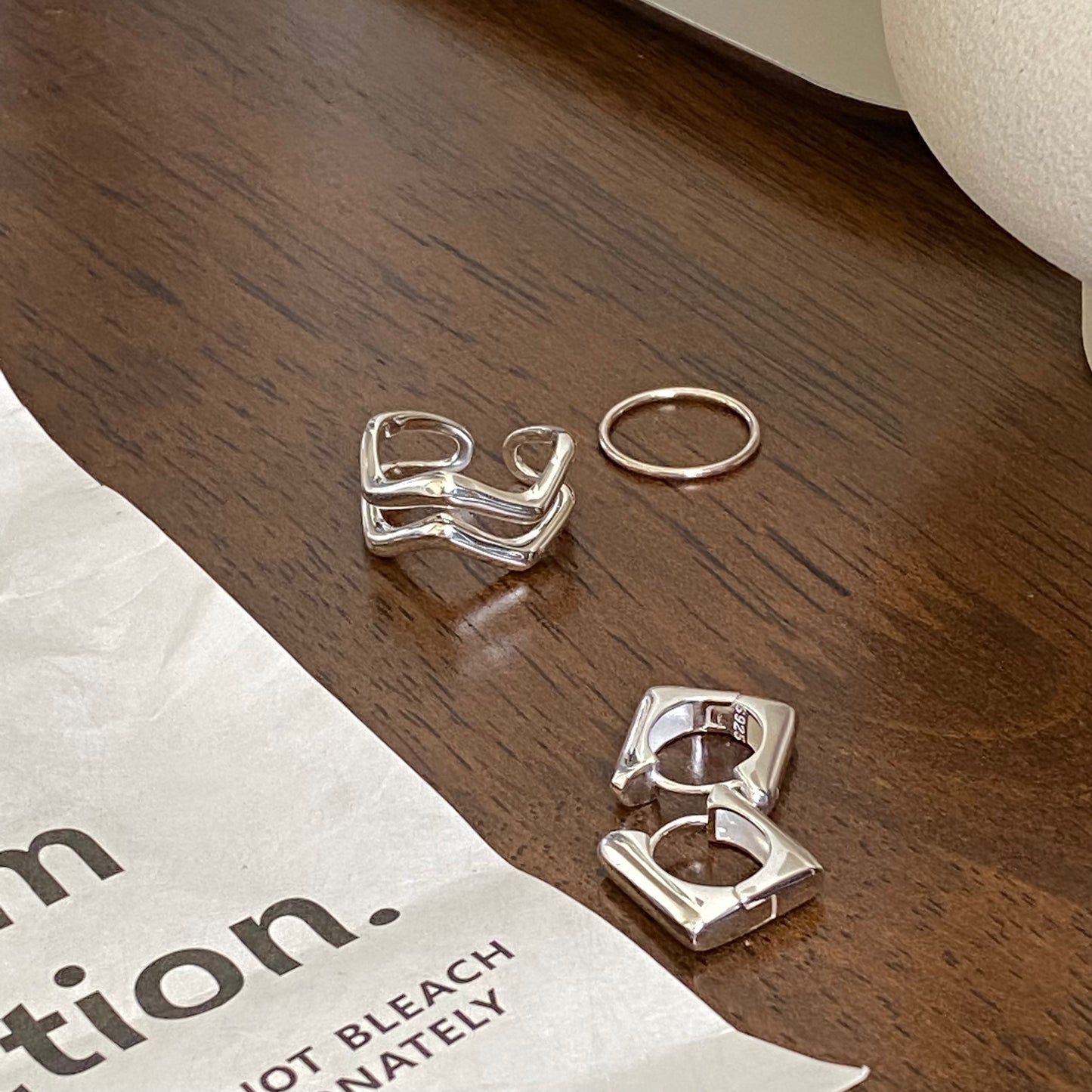 [silver925] Square One Touch Earrings