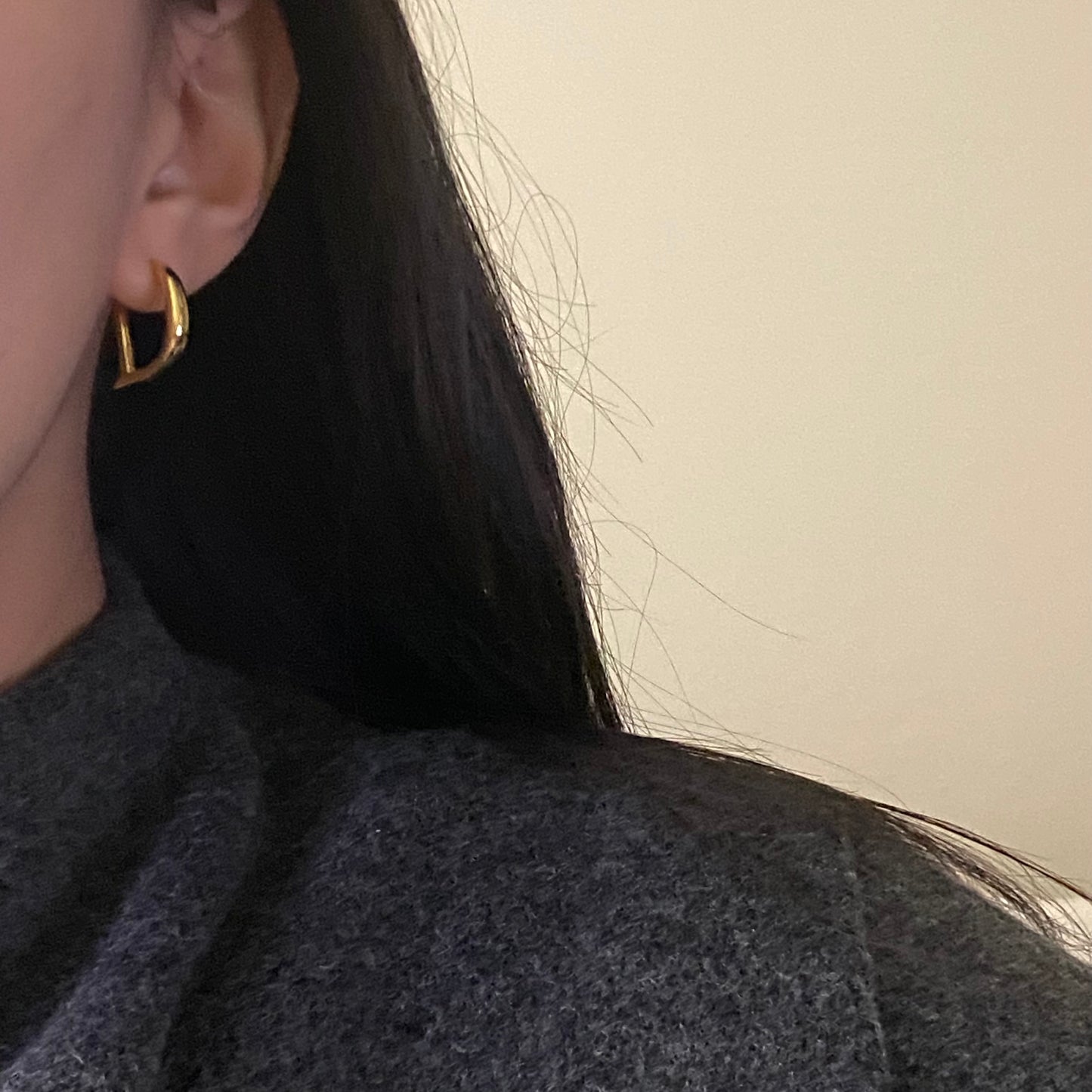[silver925] D hoop Earrings