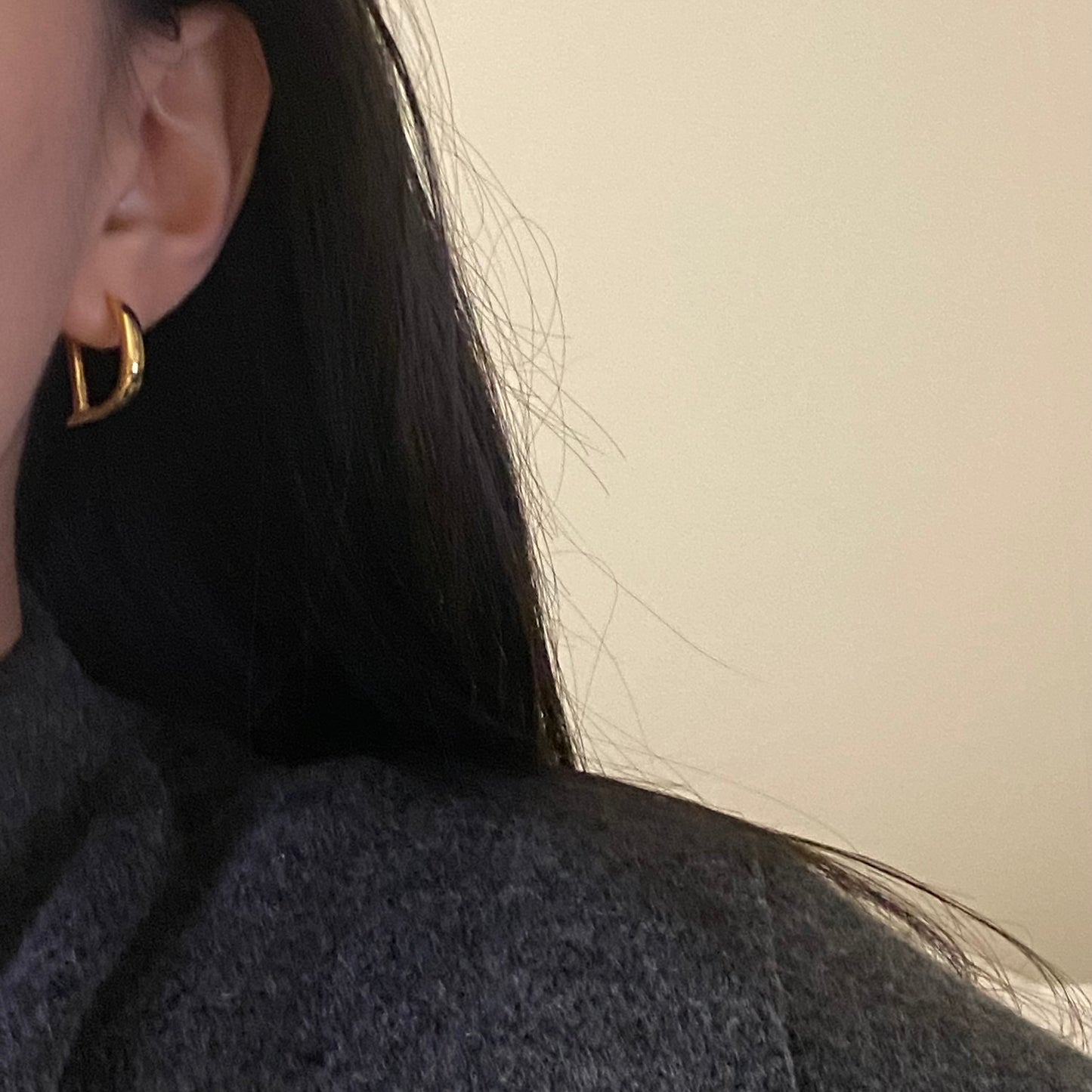 [silver925] D hoop Earrings
