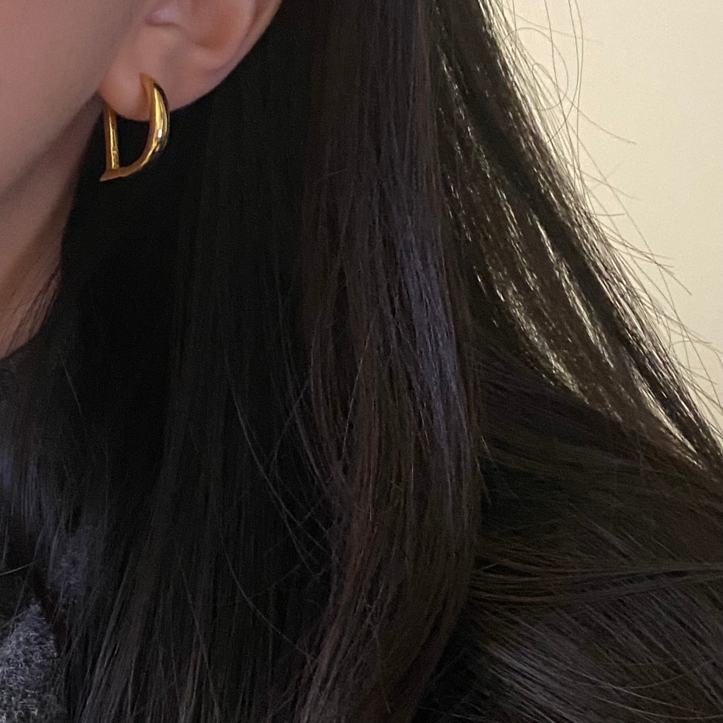[silver925] D hoop Earrings