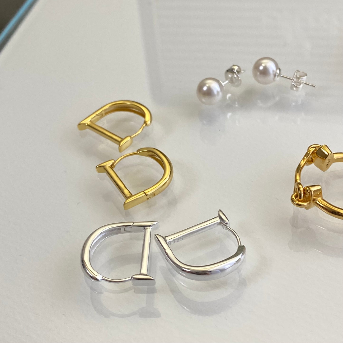 [silver925] D hoop Earrings