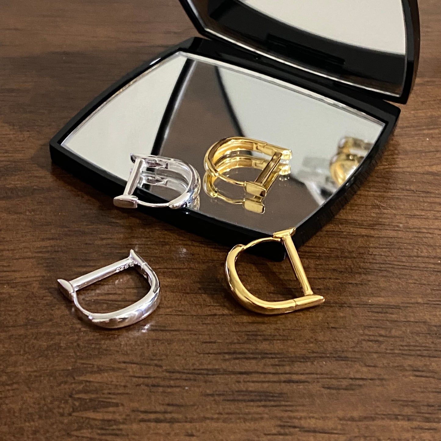 [silver925] D hoop Earrings